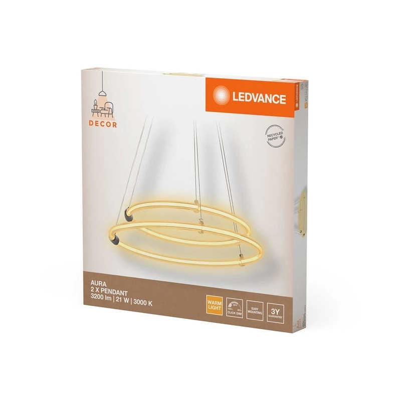 Декоративен осветител модел Aura 2Xвисящ, 21W, 2200lm, 3000К, Ra>80, клик с димиране - LEDVANCE LED842083