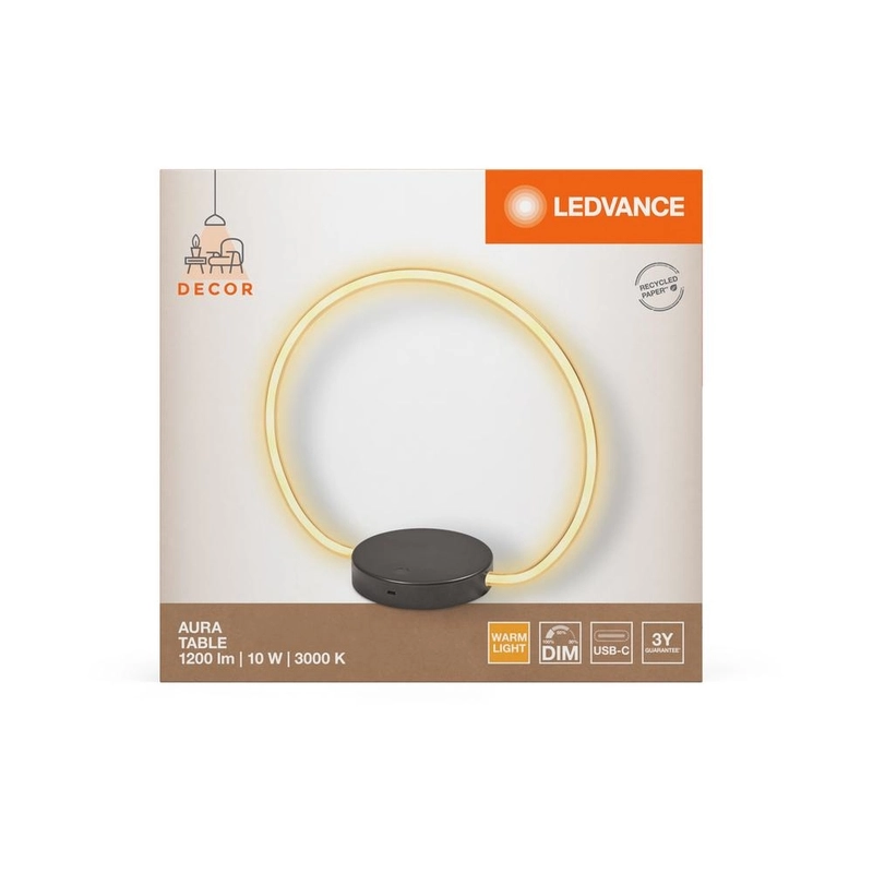 Декоративен осветител модел Aura, за маса, 10W, 800lm, 3000К, Ra>80, Touch DIM USB - LEDVANCE LED842120