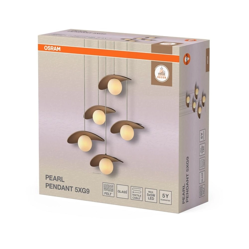 Декоративен осветител модел Pearl, висящ, 5XG9, бежов - OSRAM LED847729