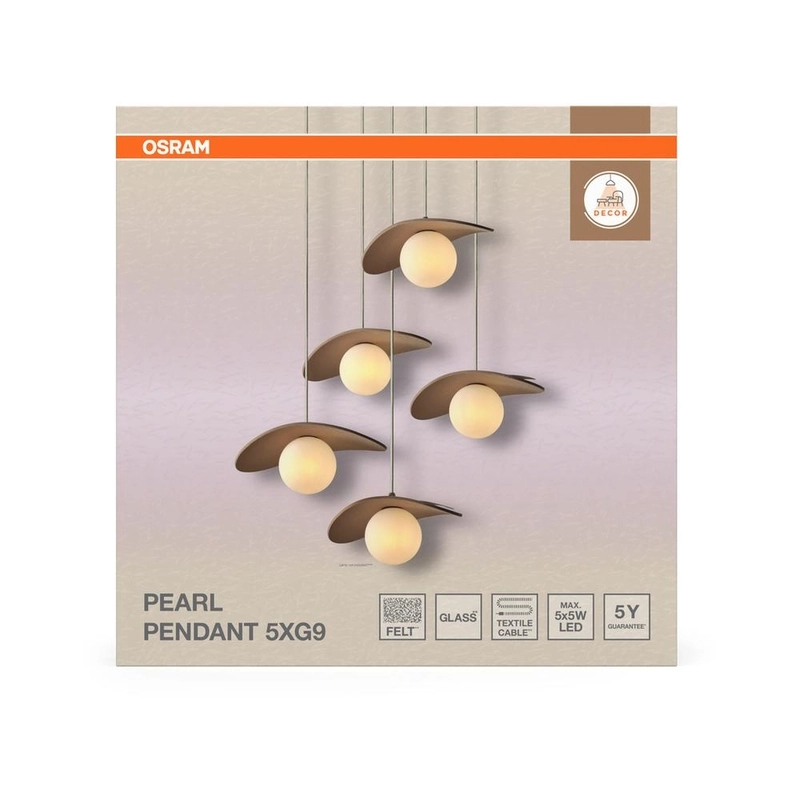 Декоративен осветител модел Pearl, висящ, 5XG9, бежов - OSRAM LED847729