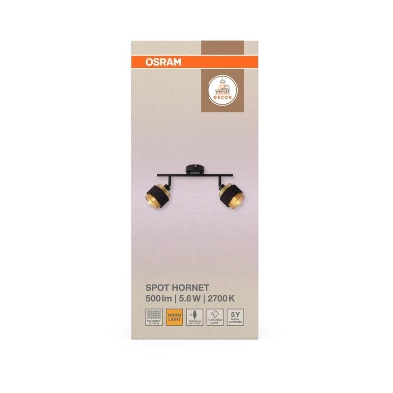 Декоративен осветител модел Spot Hornet 2X2.8W, 2700K, Ra>80, E14, черен, с вкл. димируема лампа - OSRAM LED847767