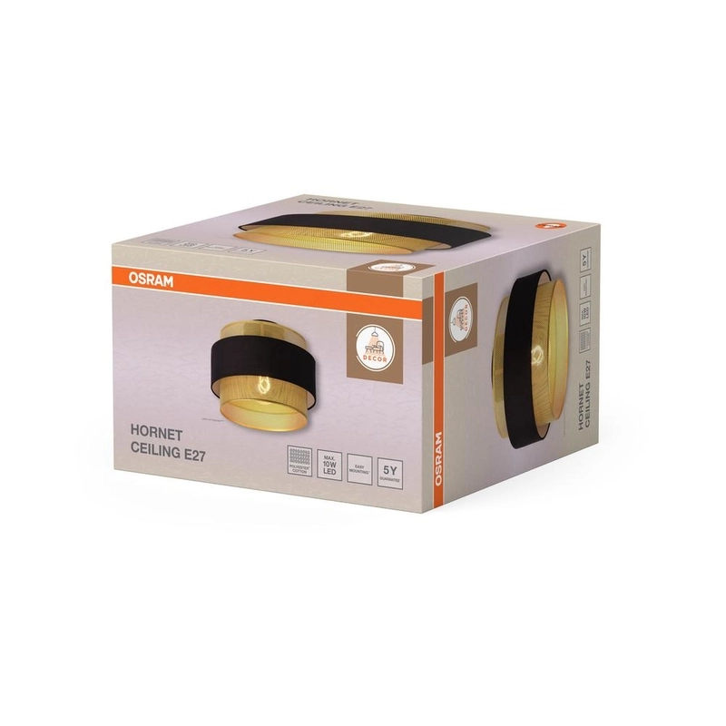 Декоративен осветител модел Hornet, за таван, 1XE27, черен - OSRAM LED847842
