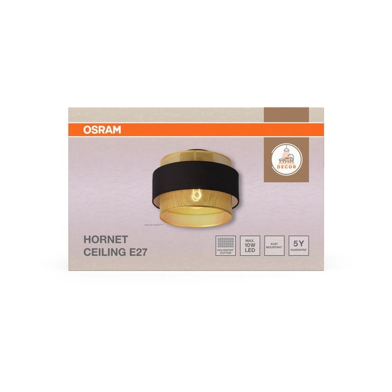 Декоративен осветител модел Hornet, за таван, 1XE27, черен - OSRAM LED847842