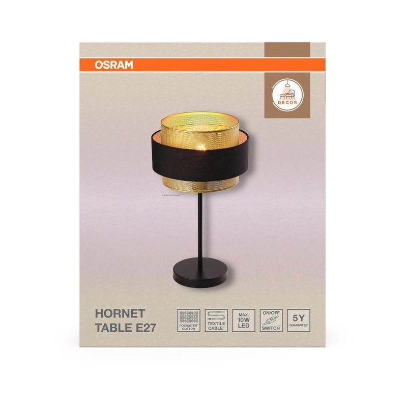 Декоративен осветител модел Hornet, за маса 1XE27, черен - OSRAM LED847903