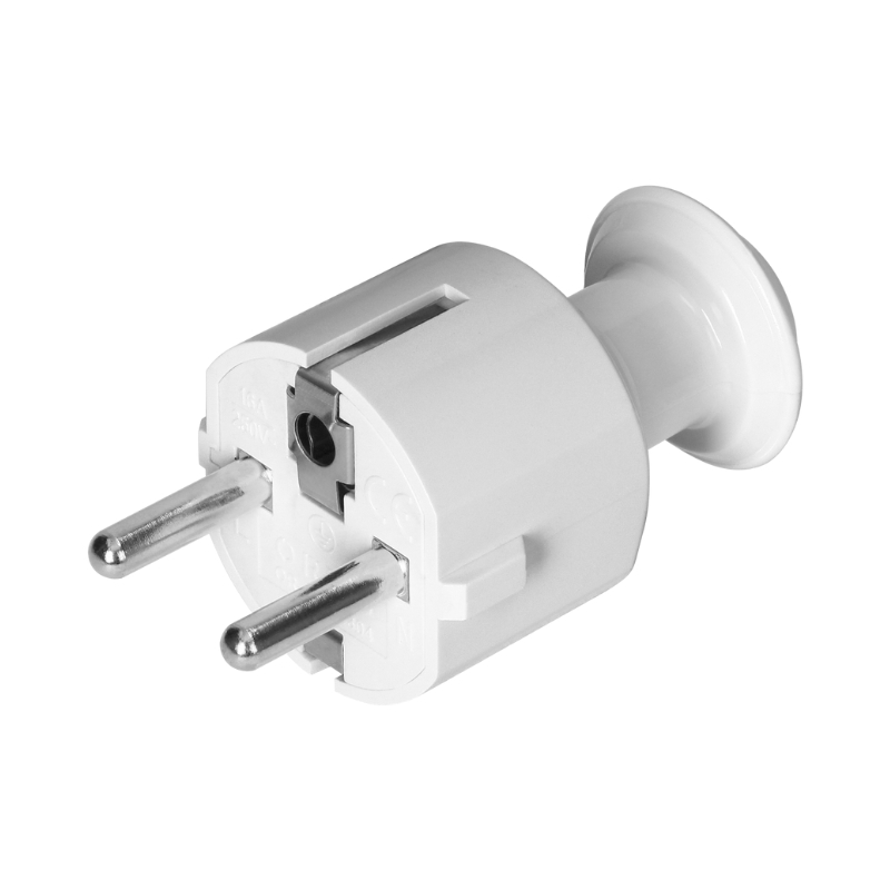 Щепсел 2P+Z 16A 230V прав Uni-Schuko Бял - Orno OR-AE-13304/W