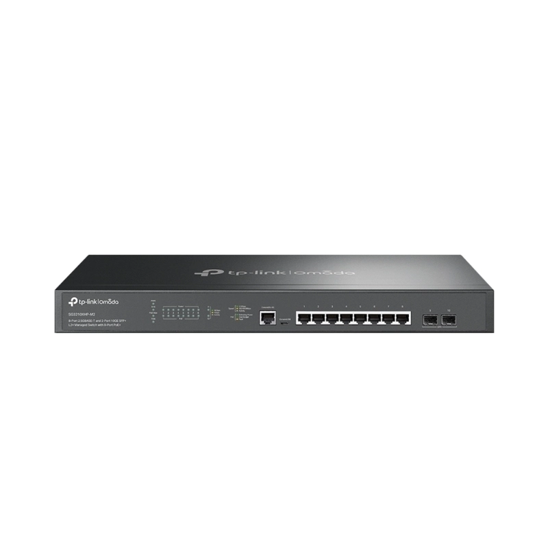 8-Port 2.5GBASE-T and 2-Port 10GE SFP+ L2+ Managed Switch with 8-Port PoE+ Omada SG3210XHP-M2