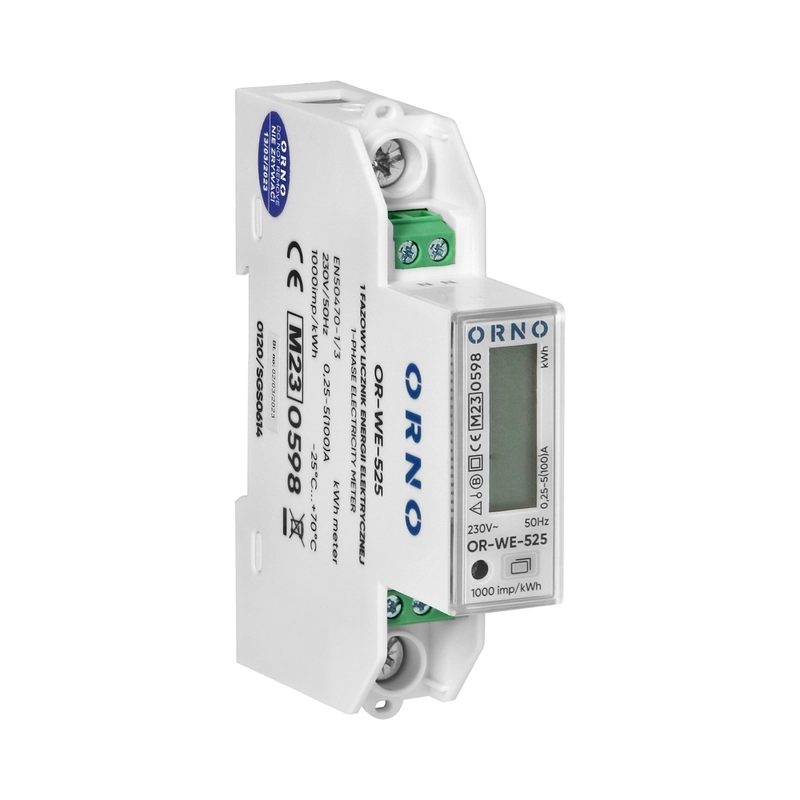 Монофазен електромер ДИРЕКТНО мерене, RS485 Modbus, мултитарифен DIN монтаж 1 мод, 100A, MID - Orno OR-WE-525