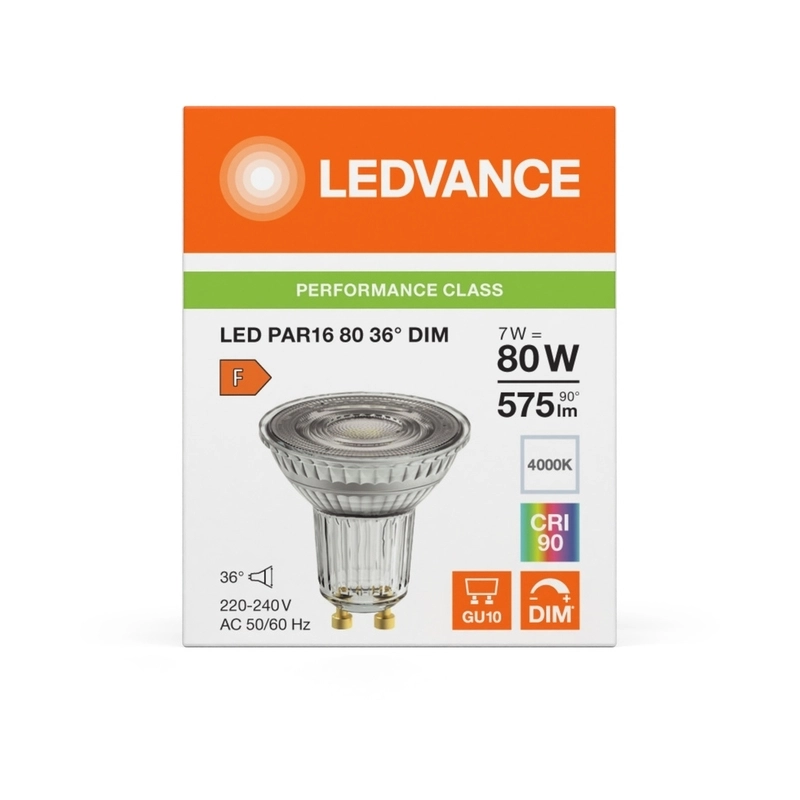 LED лампа тип PAR168036 DIM 7W 4000K Ra>90 GU10 P - LEDVANCE LED PAR16 DIM P