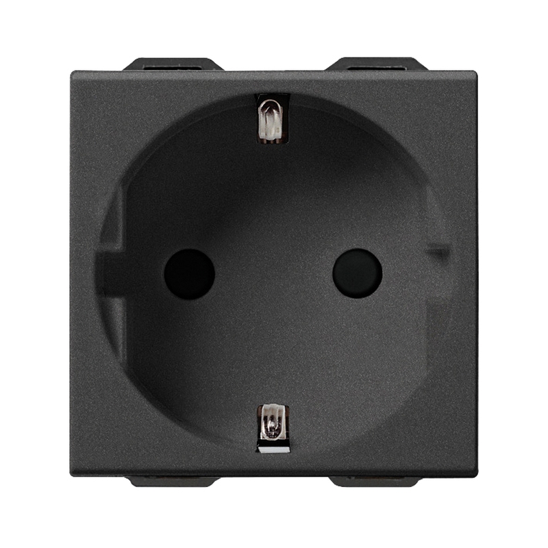 Контакт Шуко 2P+E 16A 2M SICURY защита Карбон мат  - VIMAR Neve Up 09208.CM