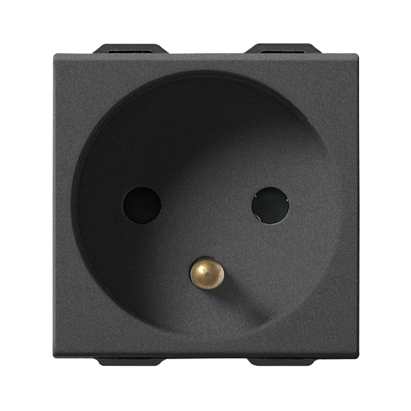 Контакт френски стандарт 2P+E 16A 1M SICURY защита Карбон мат  - VIMAR Neve Up 09212.CM