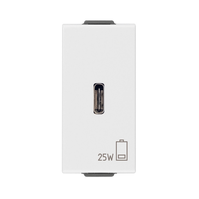 Розетка USB тип C Power Delivery 25W 1M Бял  - VIMAR Neve Up 09292.C.25