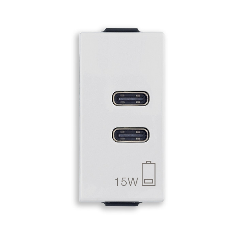 Розетка 2x USB тип C+C 15W 5V 1M Бял  - VIMAR Neve Up 09292.CC