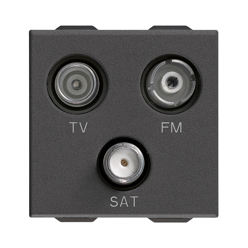 TV розетка коаксиална TV-FM-SAT 1dB 2M Карбон мат  - VIMAR Neve Up 09303.CM
