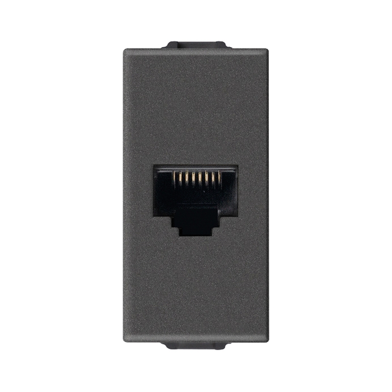 Розетка RJ45 UTP cat.6 Netsafe 1M Карбон мат  - VIMAR Neve Up 09339.6.CM