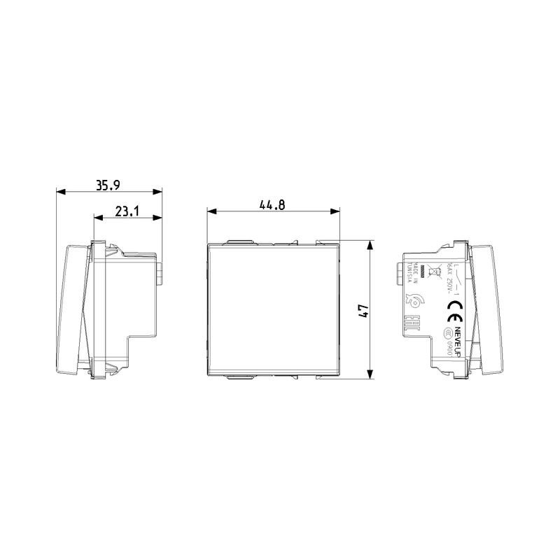 Еднополюсен ключ 16A 2M Карбон мат  - VIMAR Neve Up 09001.2.CM