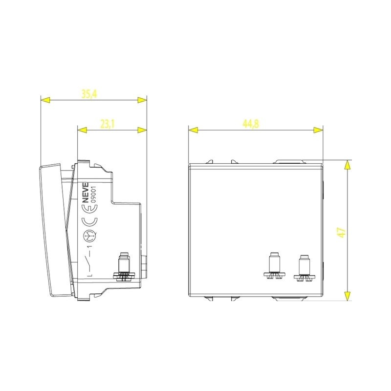 Еднополюсен ключ 16A 2M Бял  - VIMAR Neve Up 09001.2