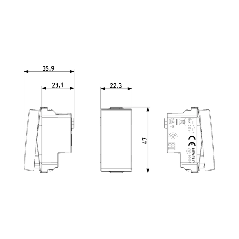 Еднополюсен ключ 16A 1M Бял  - VIMAR Neve Up 09001