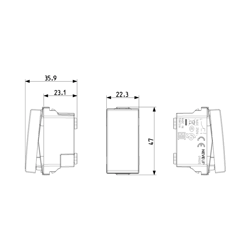 Девиаторен ключ 16A 1M Бял  - VIMAR Neve Up 09005