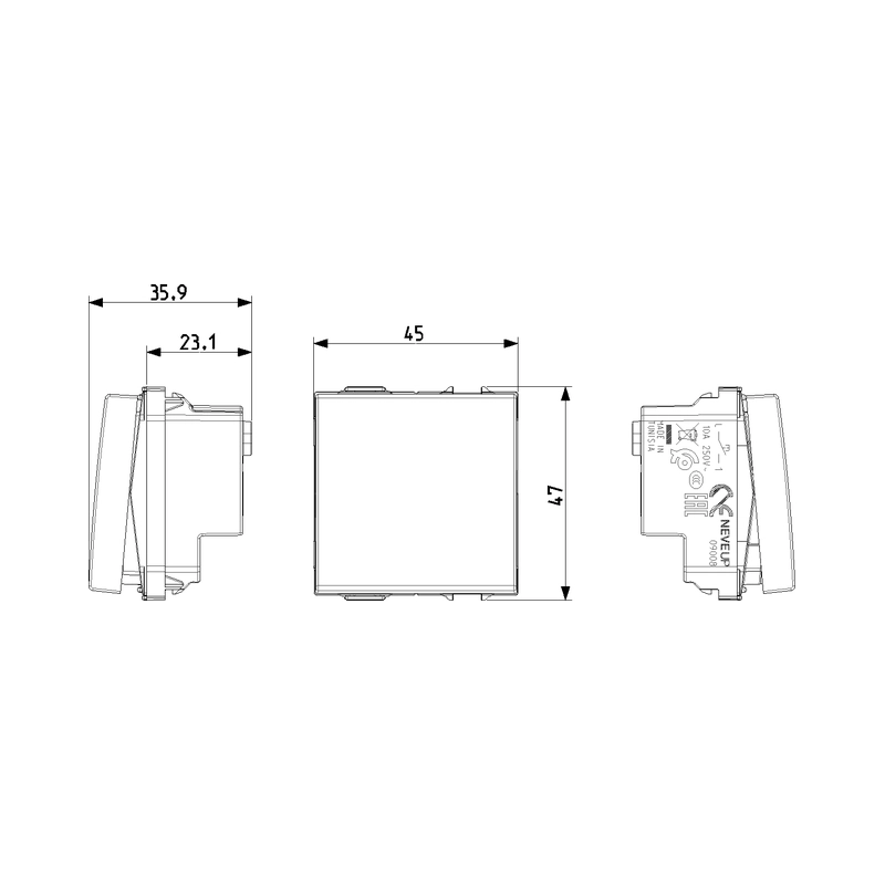 Бутон 10A 2M Карбон мат  - VIMAR Neve Up 09008.2.CM