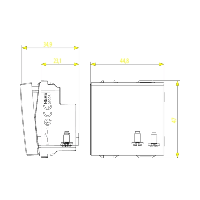 Бутон 10A 2M Бял  - VIMAR Neve Up 09008.2