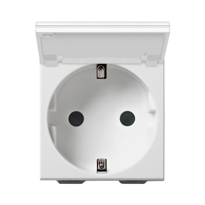 Контакт Шуко с капак 2P+E 16A 2M SICURY защита Бял  - VIMAR Neve Up 09208.C