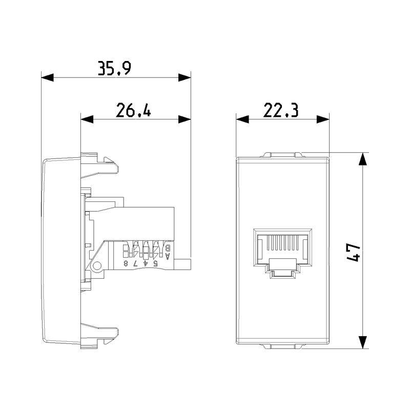 Розетка RJ45 UTP cat.5e Netsafe 1M Бял  - VIMAR Neve Up 09338.9