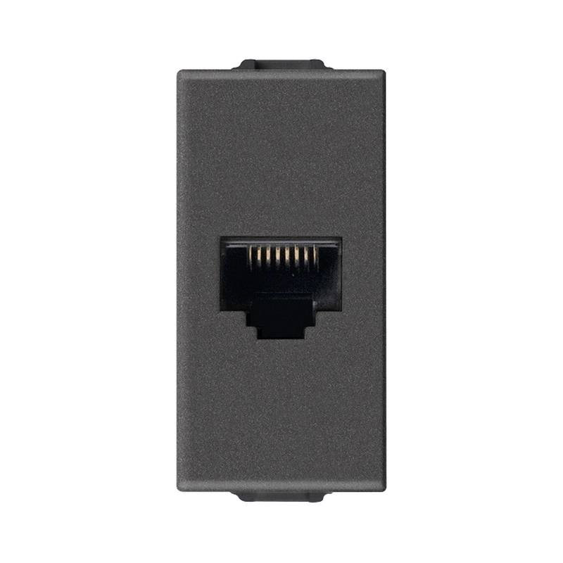 Розетка RJ45 UTP cat.6 Netsafe 1M Карбон мат  - VIMAR Neve Up 09339.6.CM