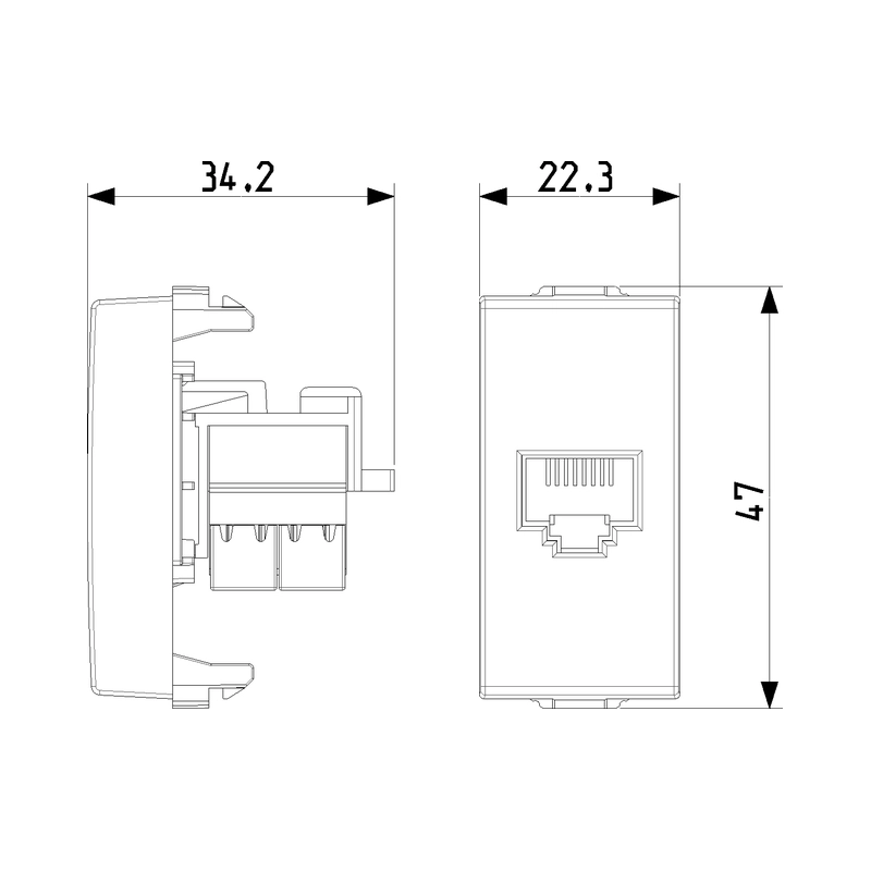 Розетка RJ45 UTP cat.6 Netsafe 1M Бял  - VIMAR Neve Up 09339.6