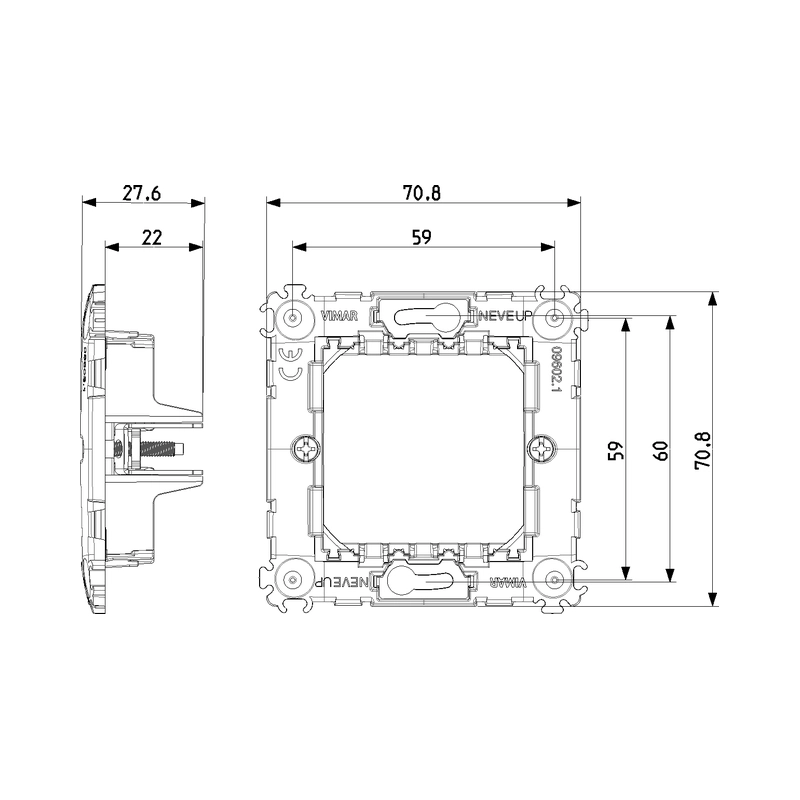Монтажна рамка винт със скоби 2M 71mm Neve Up - VIMAR Neve Up 09602.1