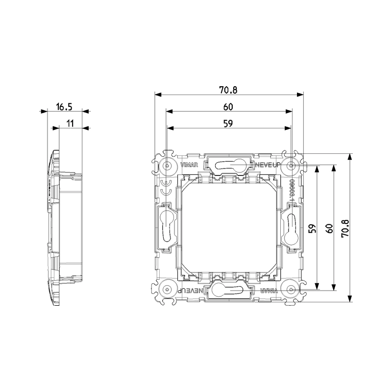 Монтажна рамка без винт 2M 71mm Neve Up - VIMAR Neve Up 09603.1