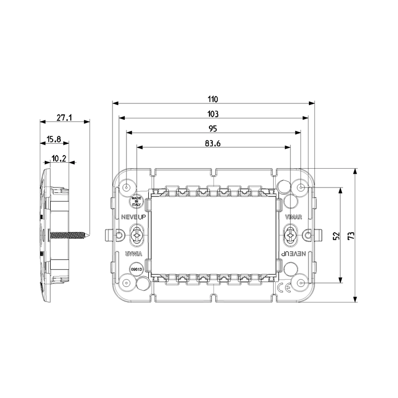 Монтажна рамка с винт 3M  - VIMAR Neve Up 09613