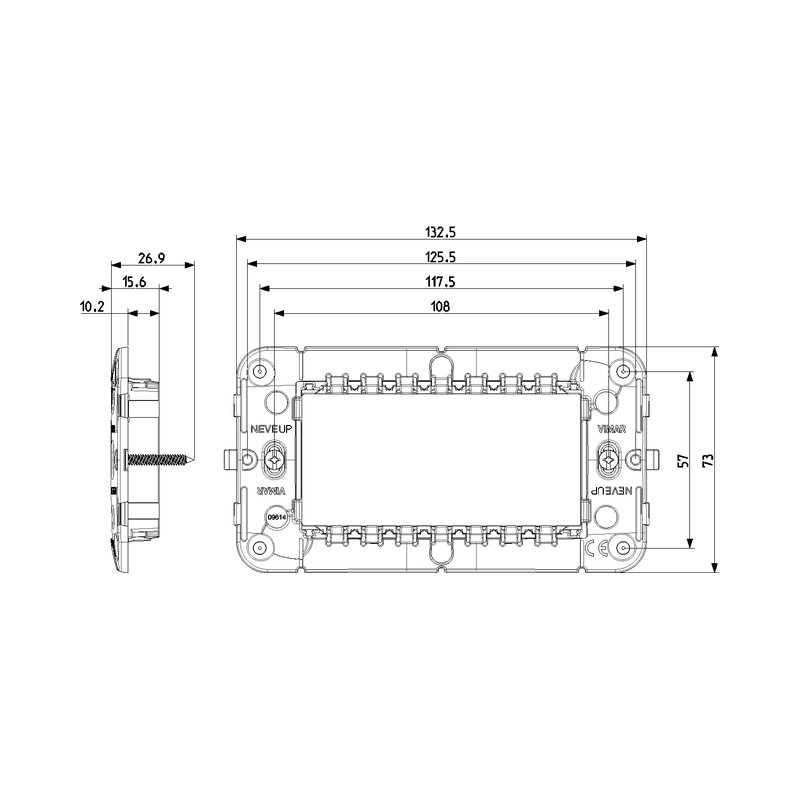 Монтажна рамка с винт 4M  - VIMAR Neve Up 09614