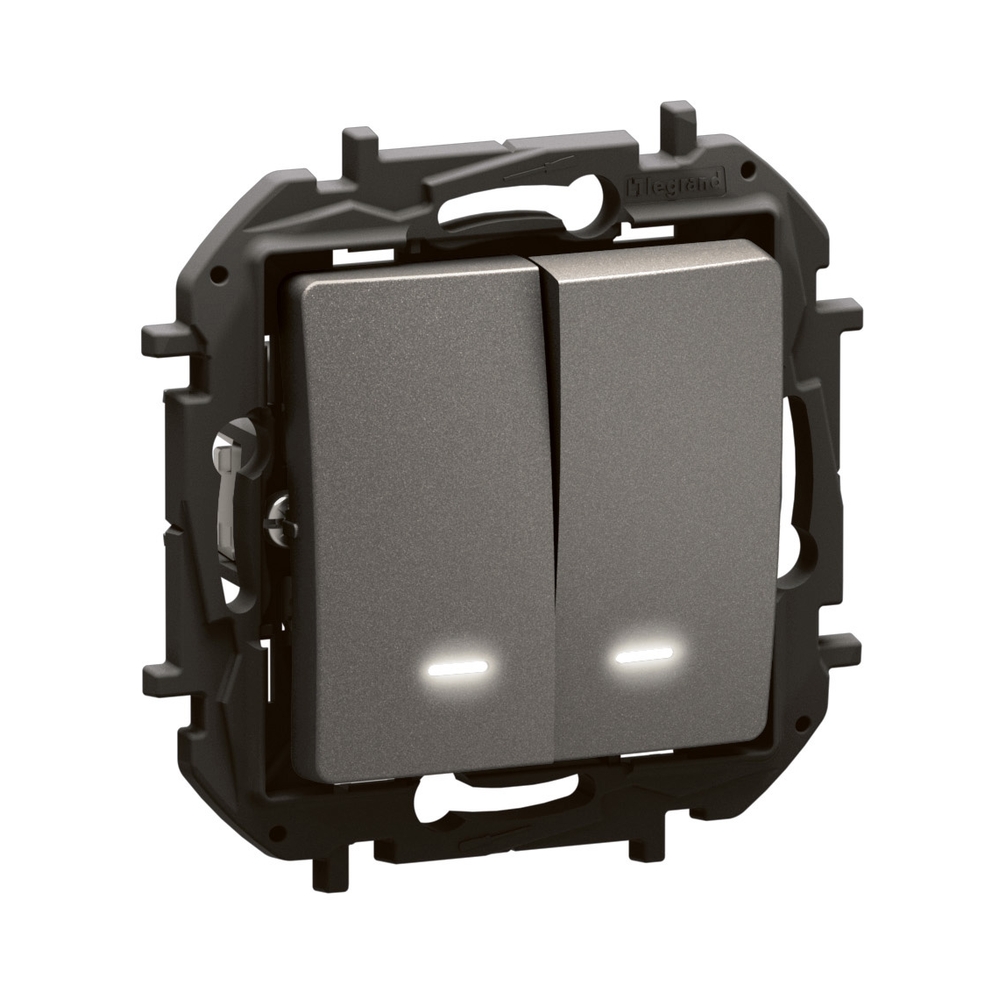Сериен ключ 10A c LED индикатор 0.125 mA/230V Сив  - Legrand Niloe New NP2121MG