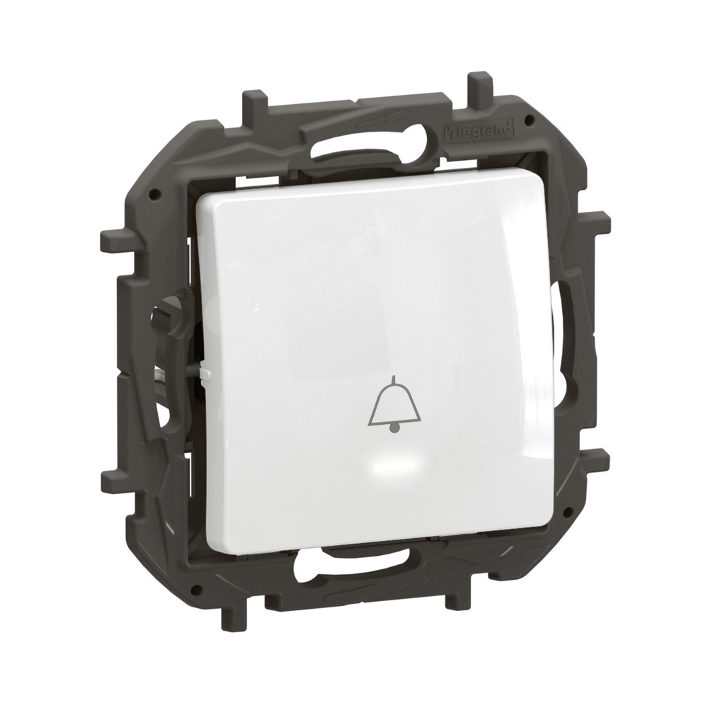 Бутон 6A c LED индикатор 0.125 mA/230V и символ Звънец Бял  - Legrand Niloe New NP2311WH