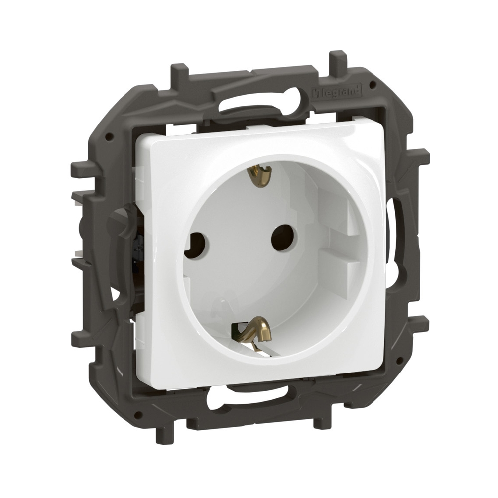 Контакт Шуко 2P+E 16A с детска защита и винтови клеми Бял  - Legrand Niloe New NP3122WH