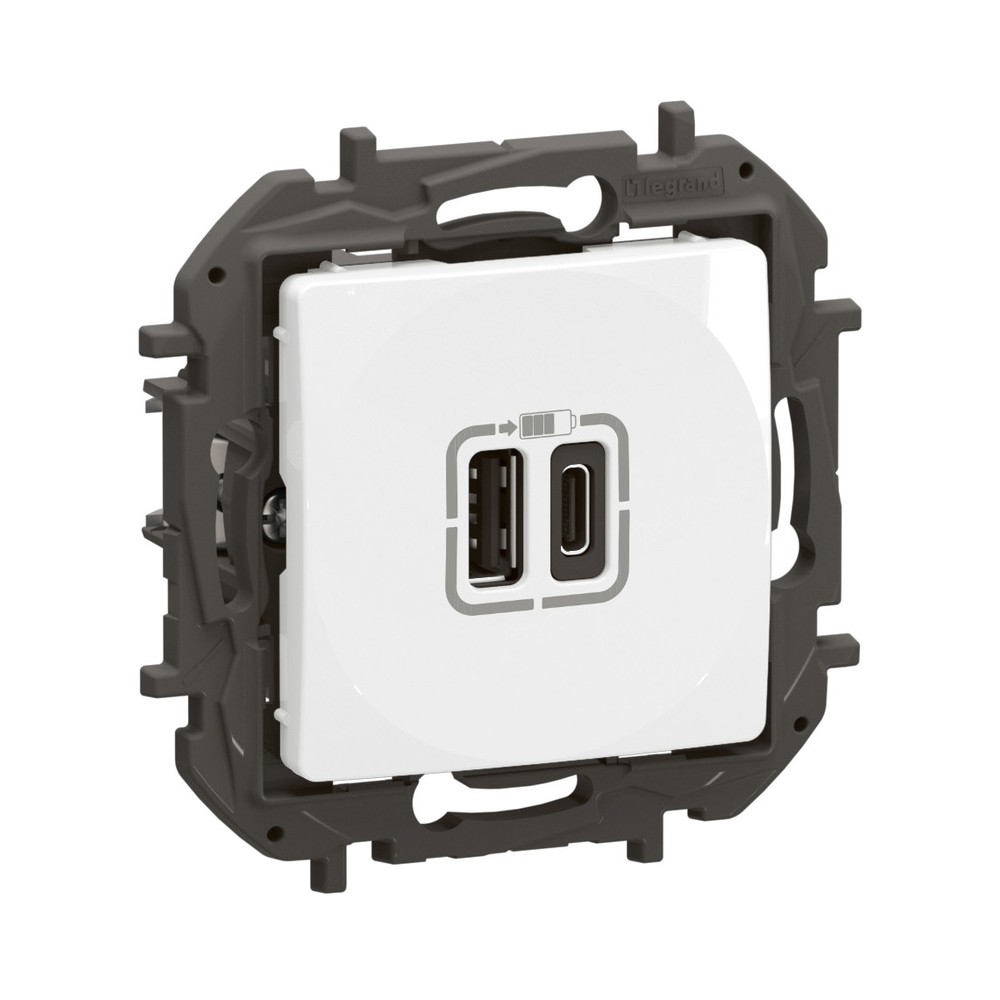 Розетка 2x USB тип A+C 15W 3A Бял  - Legrand Niloe New NP3403WH
