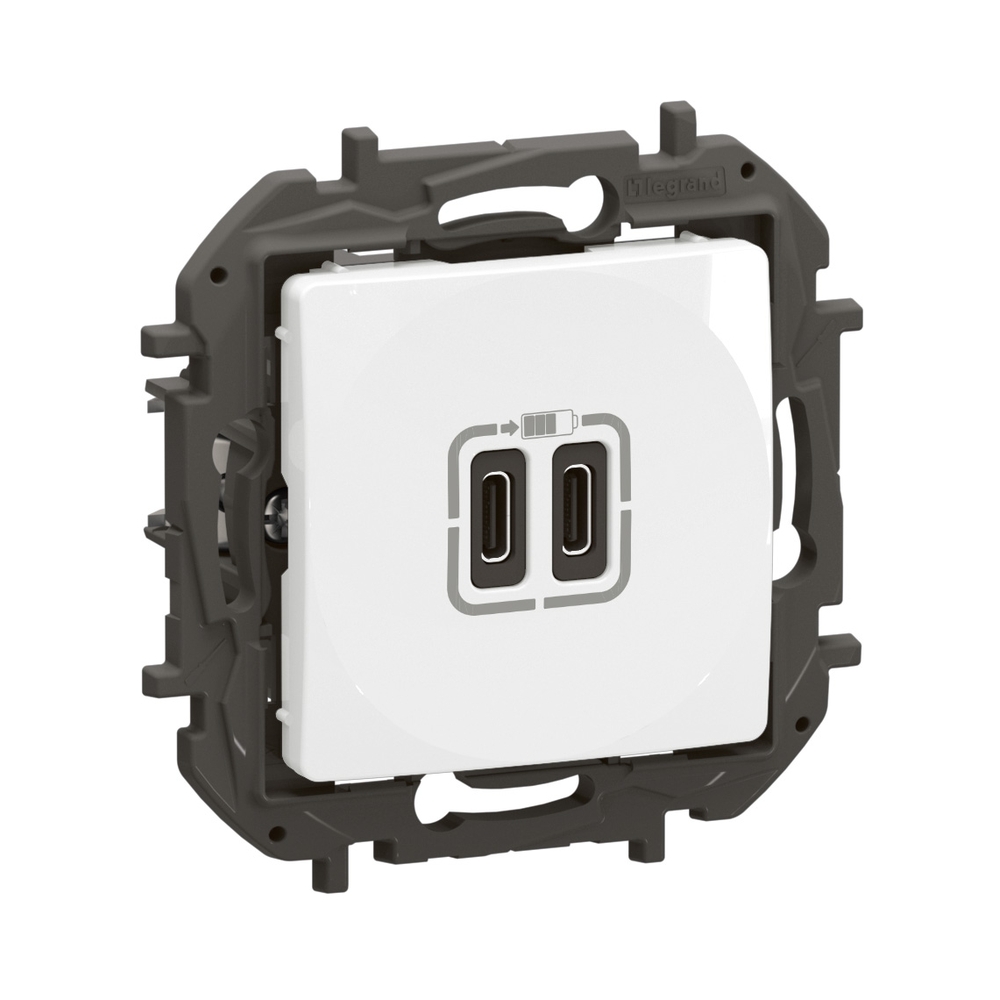 Розетка 2x USB тип C+C 15W 3A Бял  - Legrand Niloe New NP3404WH
