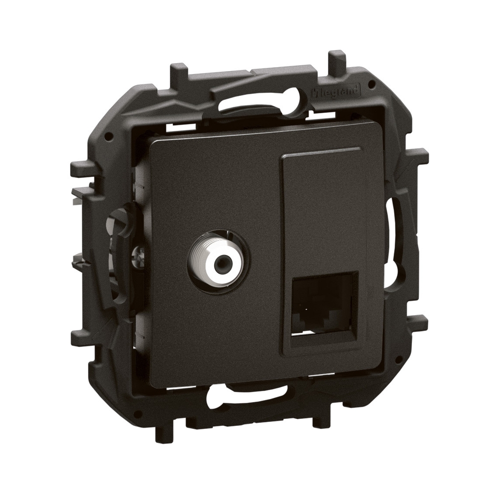 Розетка TV F-тип+RJ45 UTP cat.6 Черен  - Legrand Niloe New NP493BK