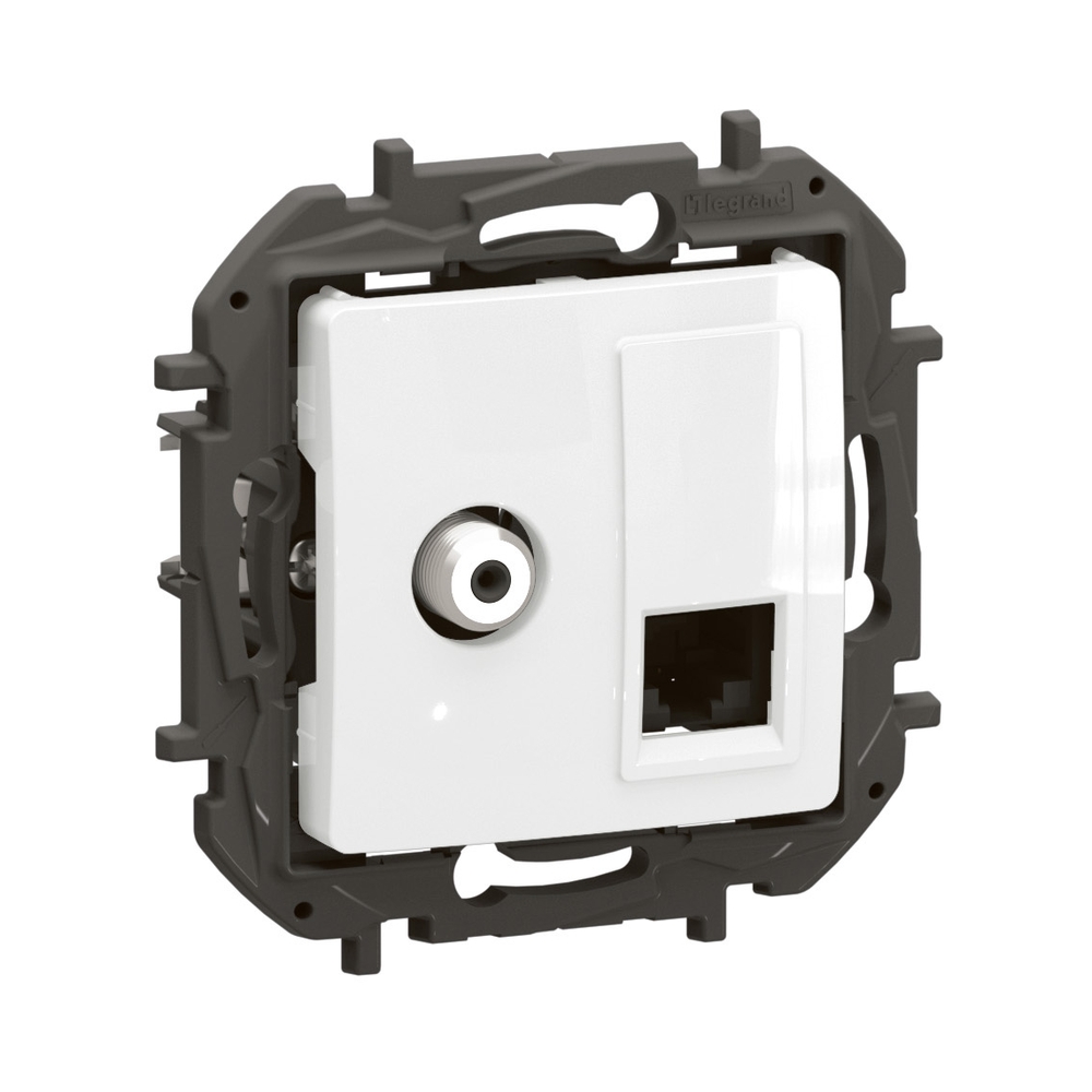 Розетка TV F-тип+RJ45 UTP cat.6 Бял  - Legrand Niloe New NP493WH