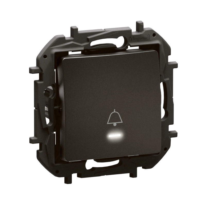 Push button 6A with LED indicator 0.125 mA/230V and bell symbol Black - Legrand Niloe New NP2311BK