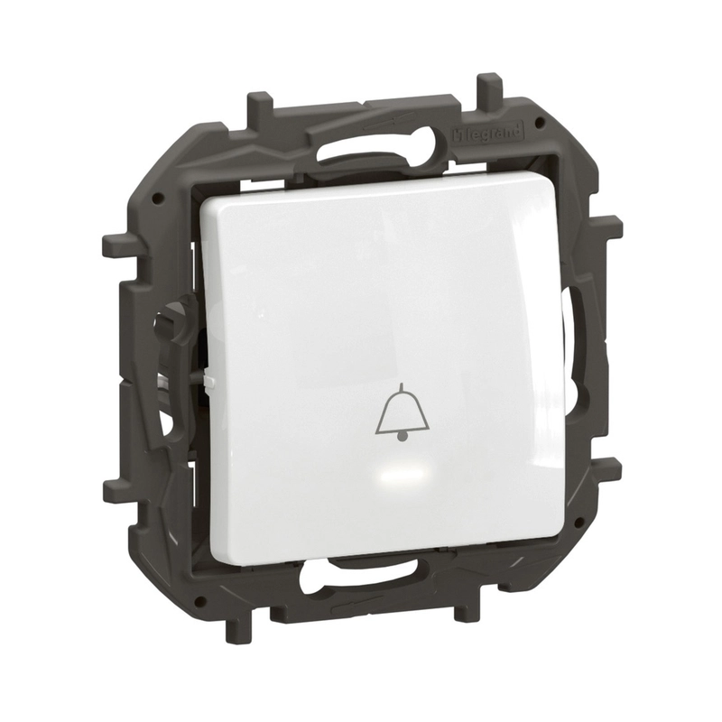 Button 6A with LED indicator 0.125 mA/230V and Bell symbol White - Legrand Niloe New NP2311WH