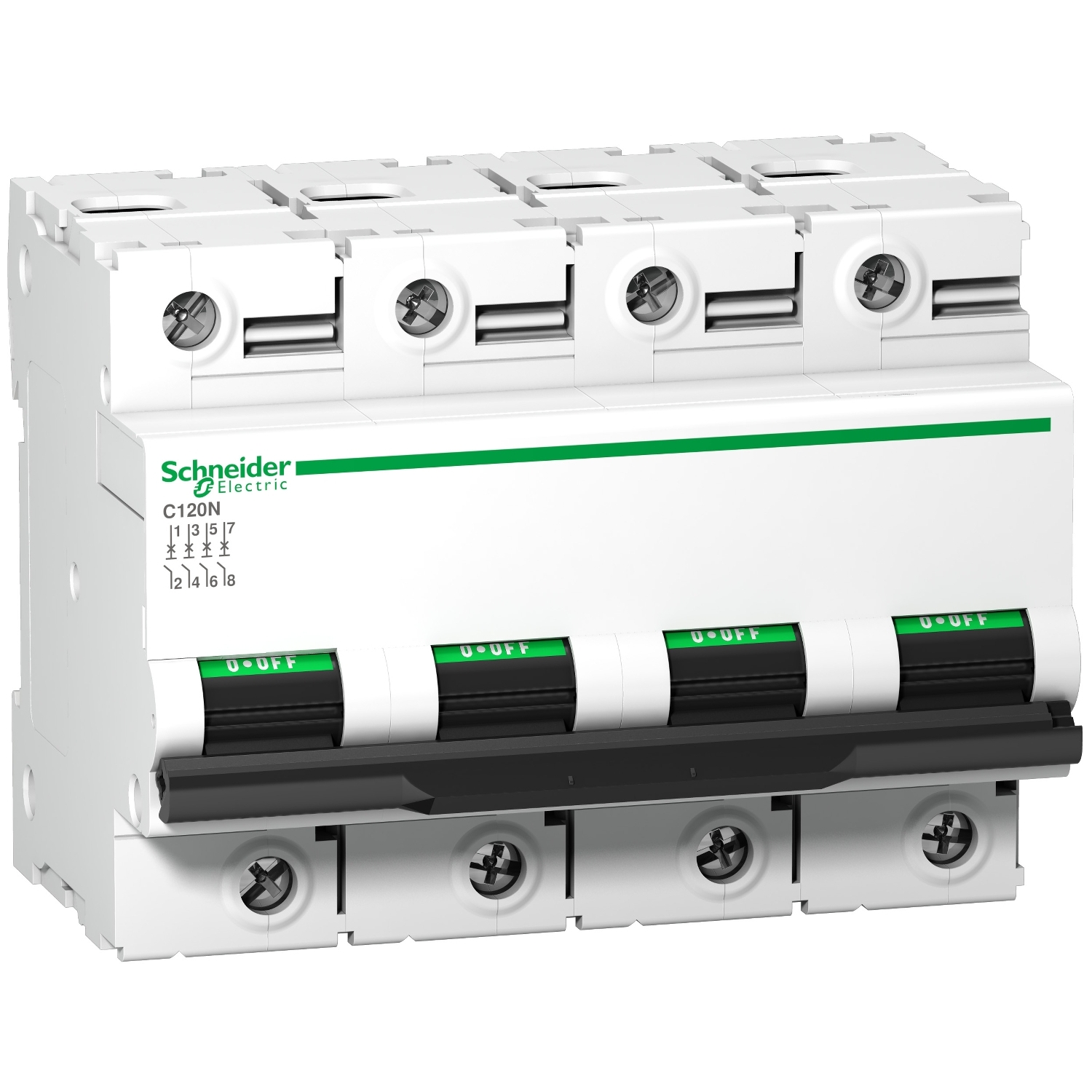 Миниатюрен автоматичен прекъсвач C120N - 4P - 125A - C крива - SCHNEIDER ELECTRIC Acti 9 C120 A9N18376