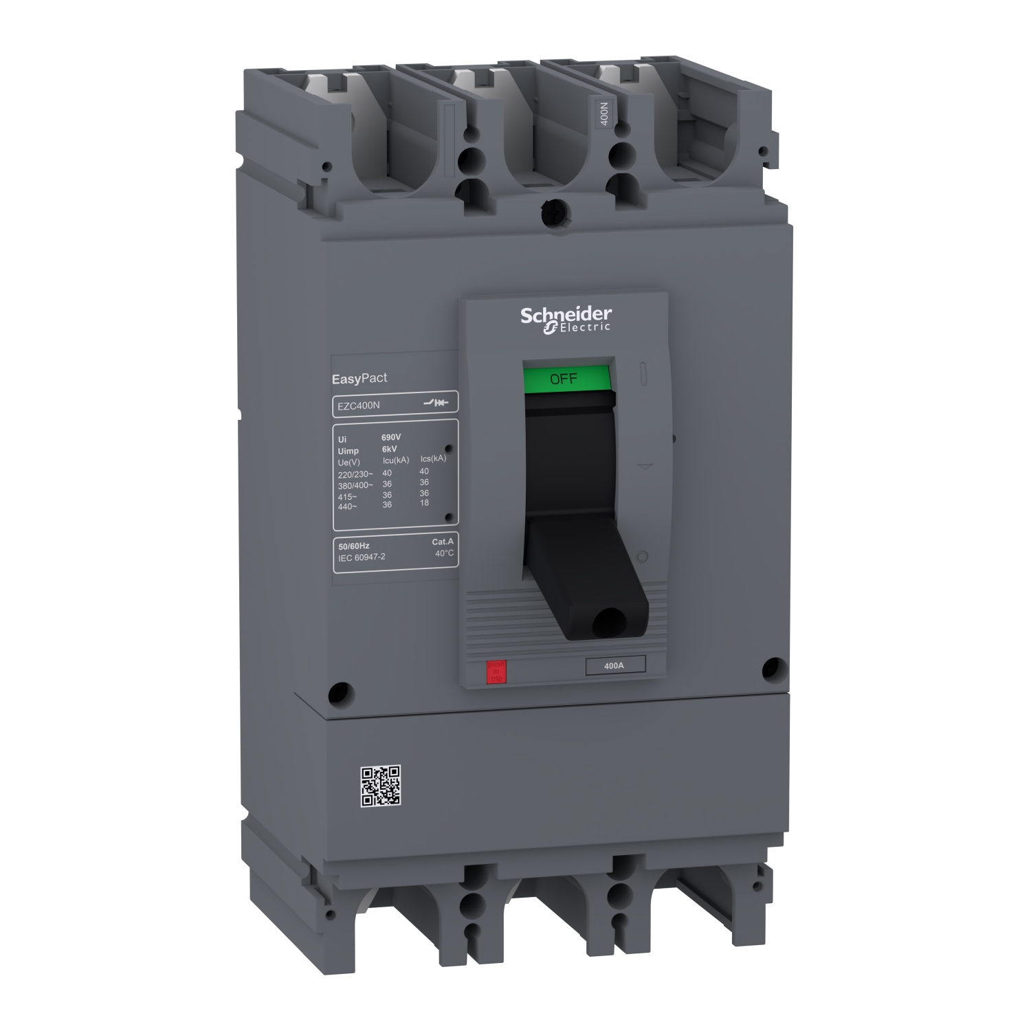 Автоматичен прекъсвач Easypact EZC400N - TMD - 400 A - 3 полюса 3d - SCHNEIDER ELECTRIC EasyPact EZC EZC400N3400N