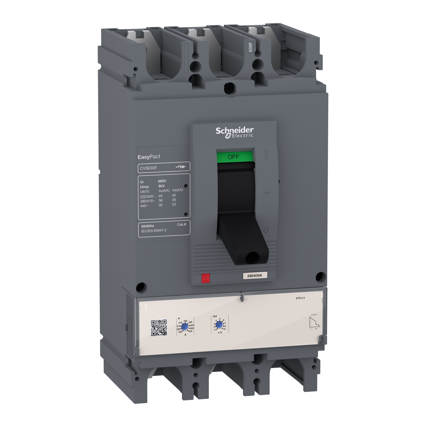 прекъсвач EasyPact CVS400F, 36 kA, 415 VAC, 400 A rating ETS 2.3 електронно изключващо у-во, 3P 4d - SCHNEIDER ELECTRIC EasyPact CVS LV540505