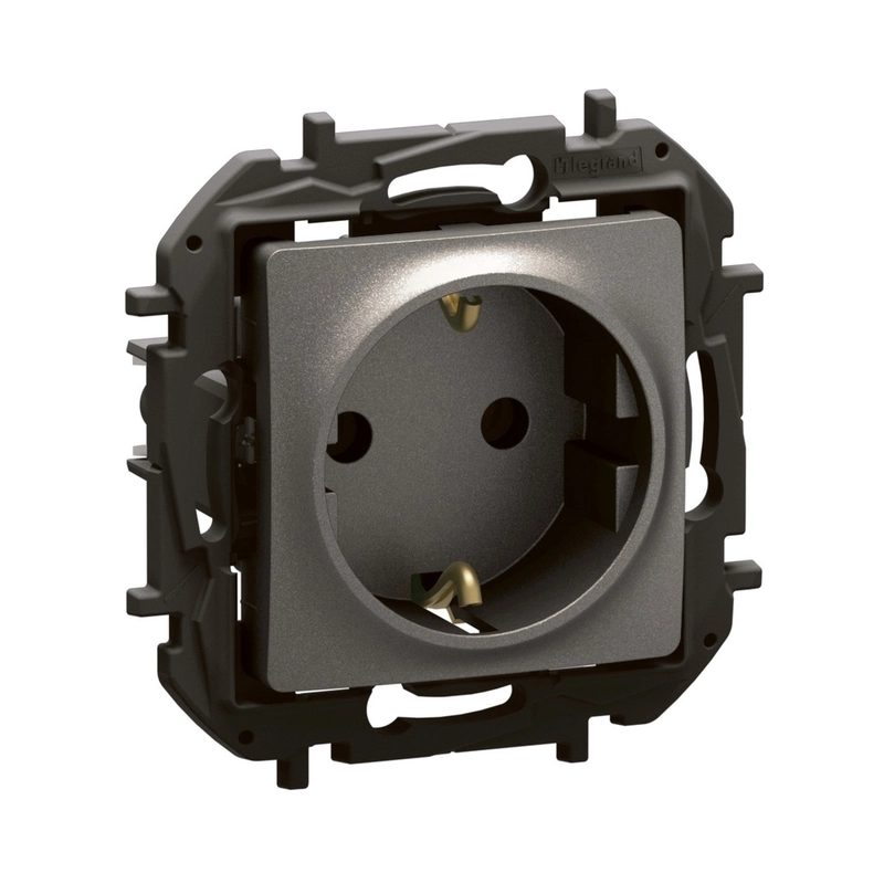 Контакт Шуко 2P+E 16A с винтови клеми Сив - Legrand Niloe New NP3121MG