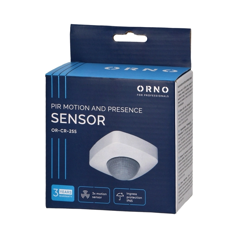 Детектор PIR за присъствие открито на таван 360° Ф 20 m 2000W IP65 Бял - ORNO OR-CR-255