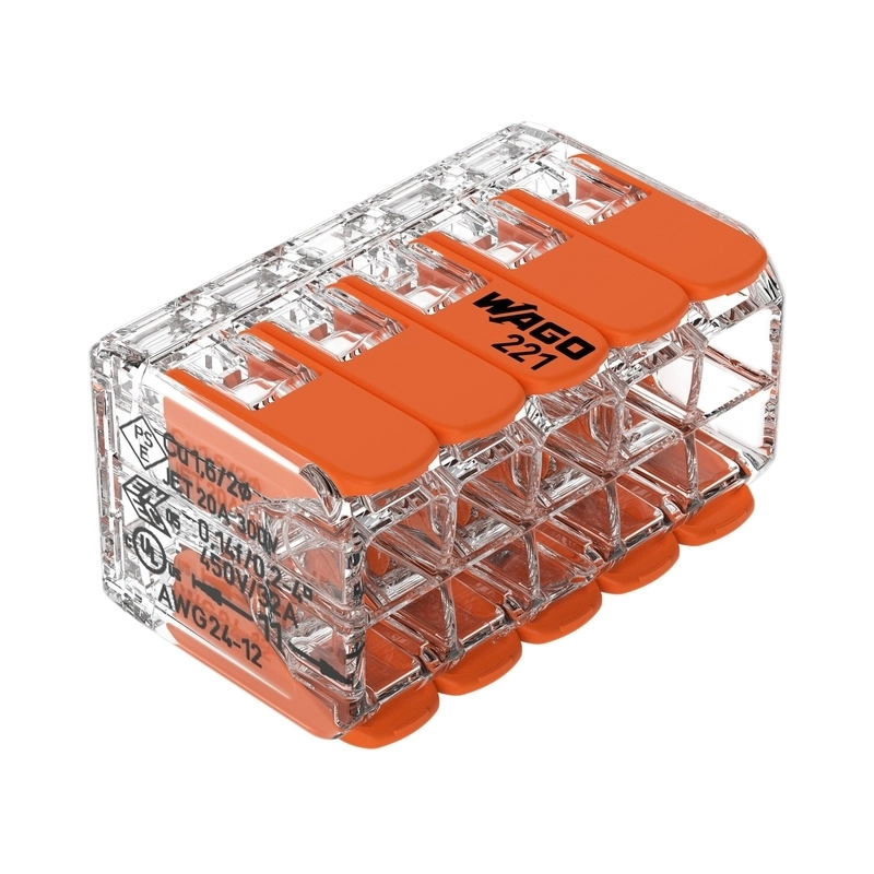 Бърза връзка Compact, за всички видове проводници отваряема 10x0,2 до 4 mm2 32A - Wago 221-420