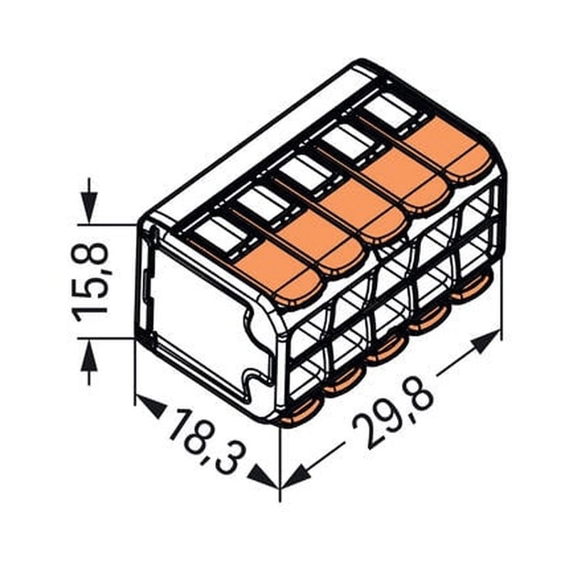 Бърза връзка Compact, за всички видове проводници отваряема 10x0,2 до 4 mm2 32A - Wago 221-420