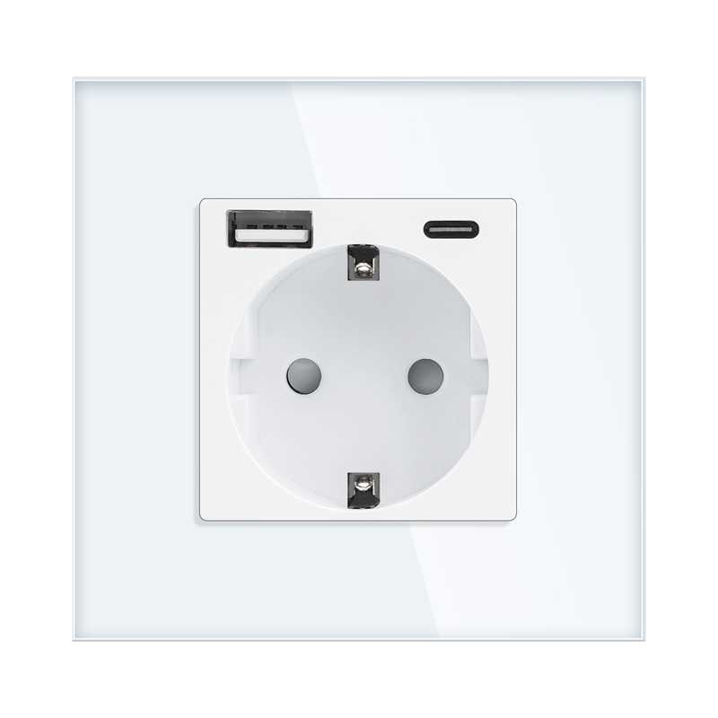Контакт ШУКО 2P+E 16A + USB тип A+C 3A 15W скрит монтаж Бял - ORNO OR-AE-13308(GS)/W