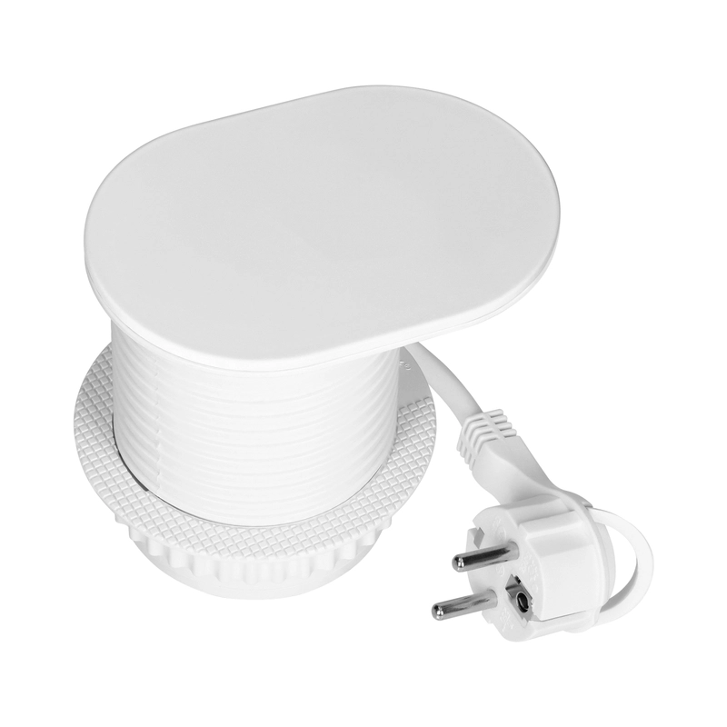 Модул за вграждане в мебел 2P+E Шуко в отвор Ø60mm и 2x USB A+C max 20W с кабел 1.9m Бял - ORNO OR-GM-9042(GS)/W